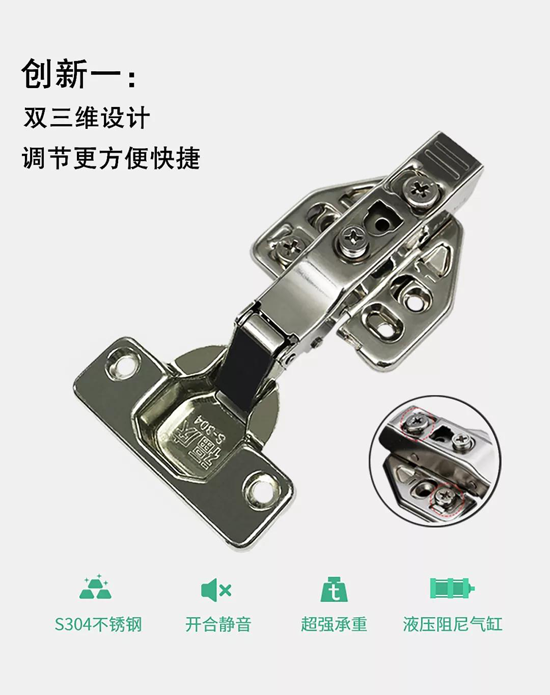 介紹：生態板十大品牌福慶雙三維可調不銹鋼阻尼鉸鏈